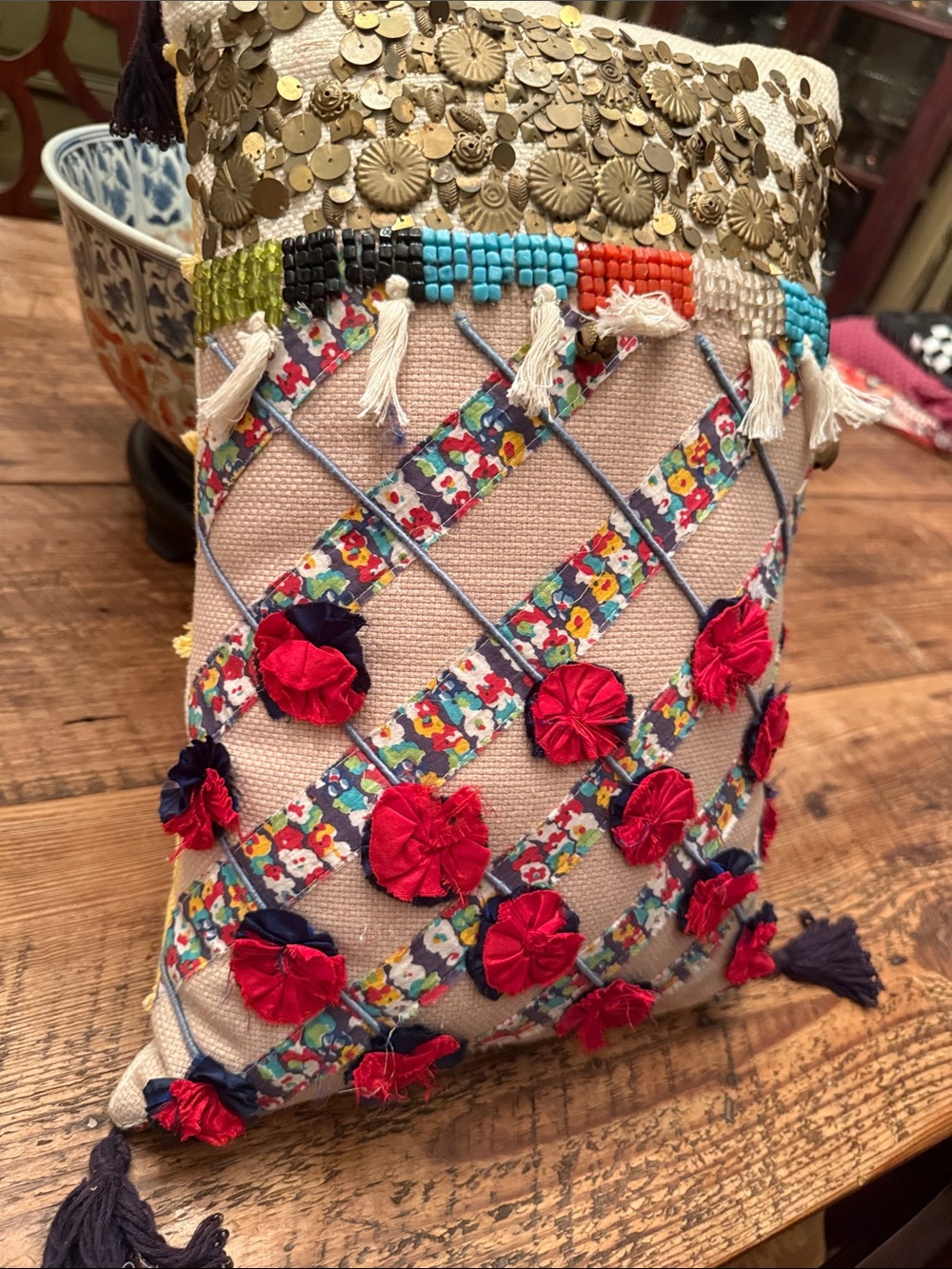 Bohemian pillow.  Needs touch up. Super
